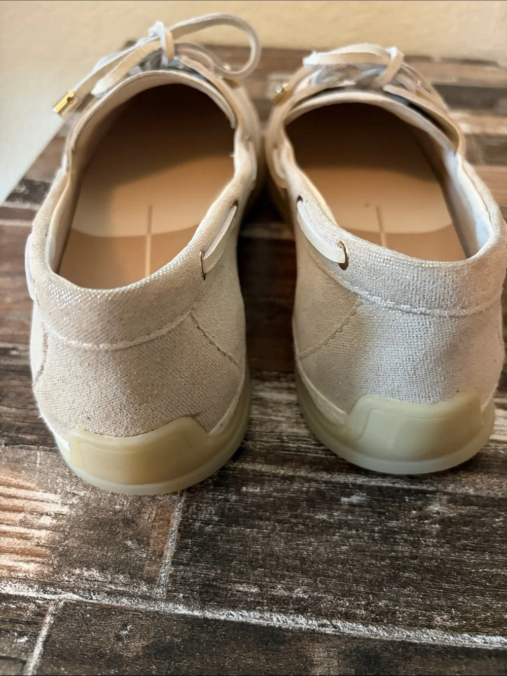 Dolce Vita Beige Canvas Moc-Toe Boat Loafers